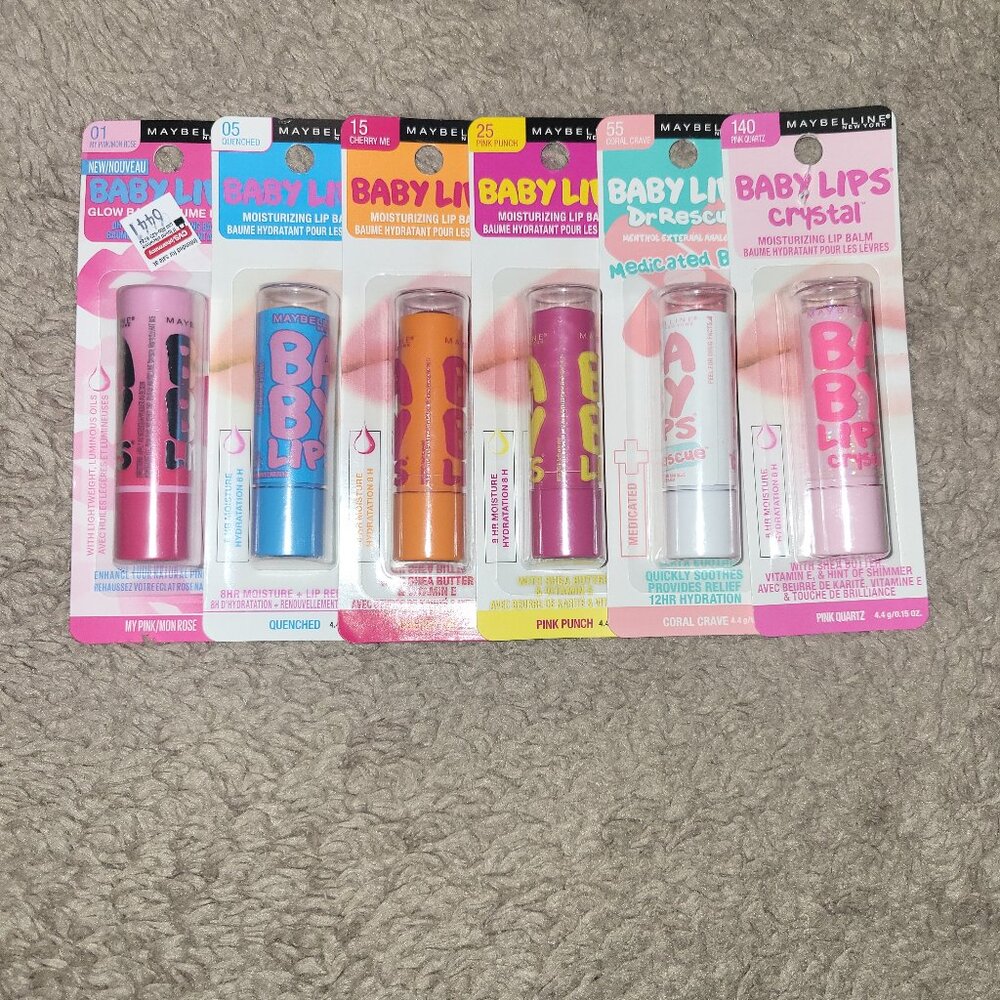 Maybelline Baby Lips 6 Shades 6 Total New Unopened